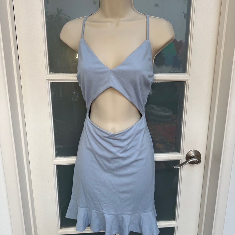 Lovers + Friends Light Blue Cutout Mini Dress